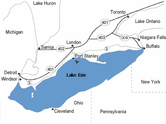 Map to Port Stanley, Ontario